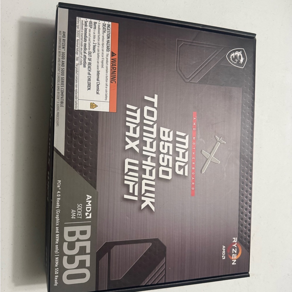 MSI MAG B550 Tomahawk Max WiFi Box with Black and Red Accents